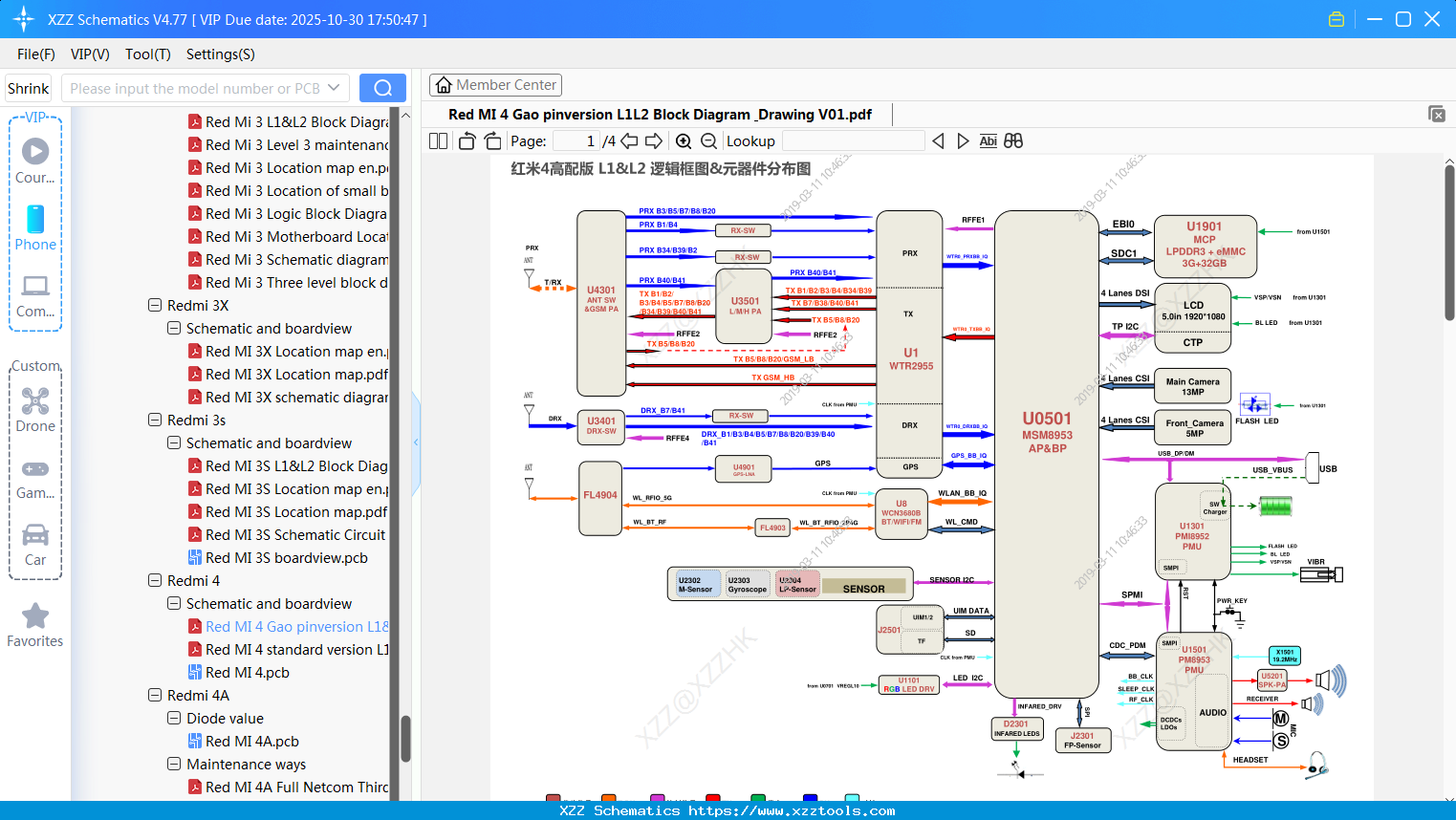 Xiaomi Redmi 4 Gao Pinversion L1&L2 Block Diagram & Drawing V01